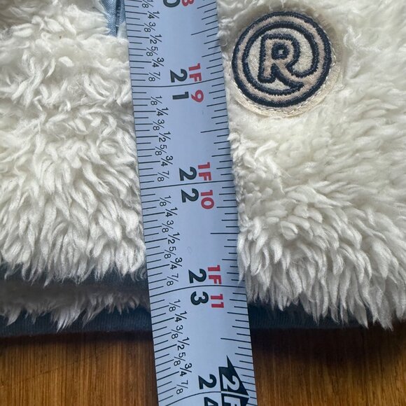 Marine Layer Re-Spun Size XS White Sherpa Fleece 1/4 Zip Pullover w/ Blue Trims - Picture 3 of 12